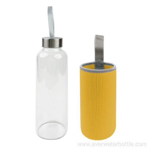 500ml Single Wall Glass Drinking Bottle With Cover